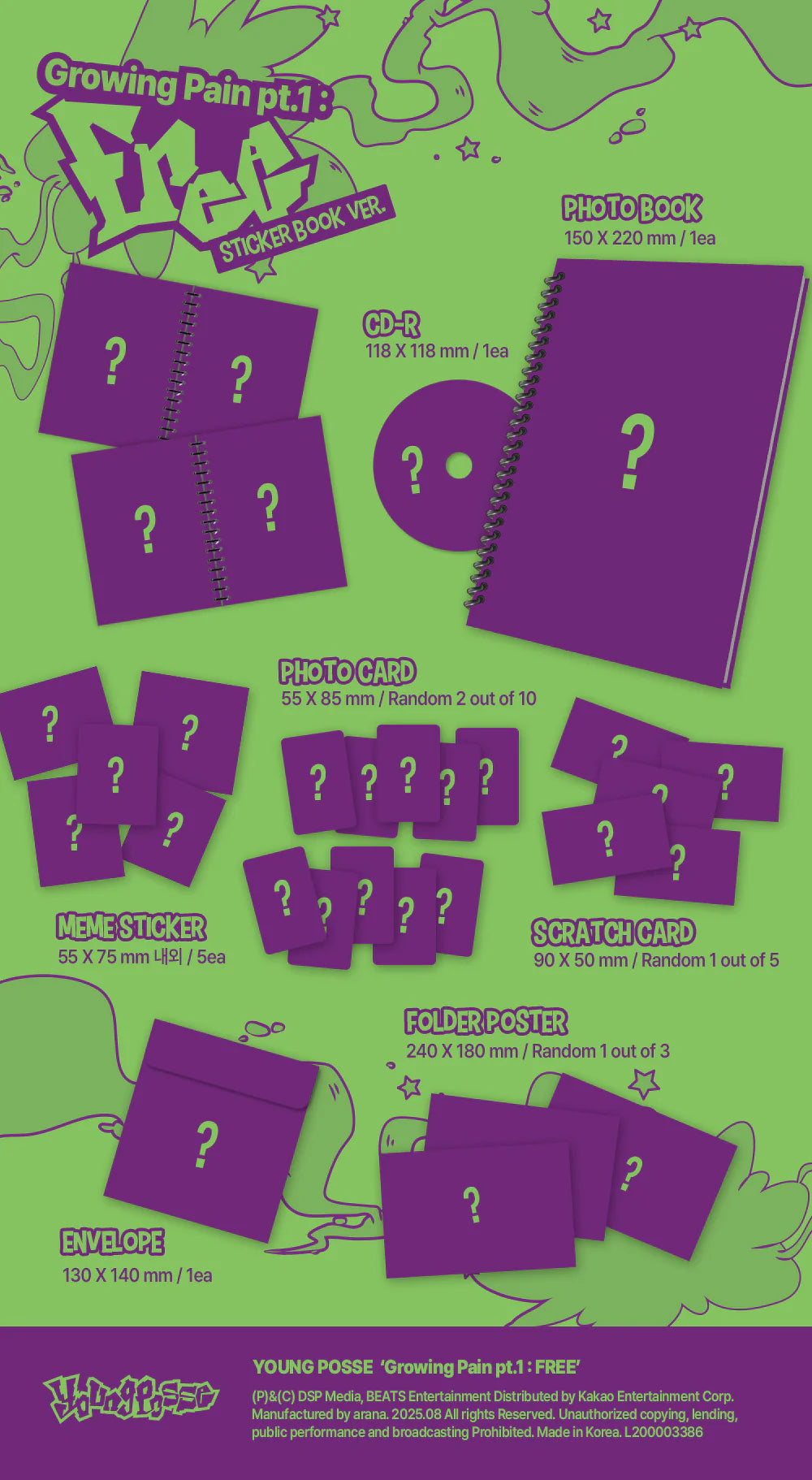 YOUNG POSSE - GROWING PAIN PT.1 : FREE (STICKER BOOK Version)