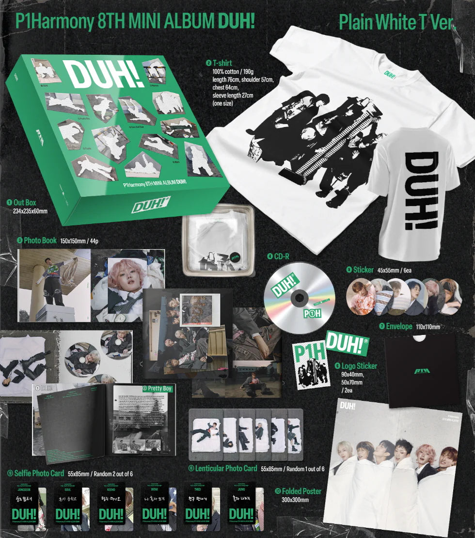 P1HARMONY - DUH! LIMITED Edition PLAIN WHITE T Version